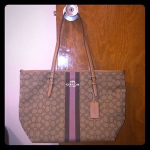 ❌SOLD❌ NWT - Coach Jacquard Stripe Zip Tote